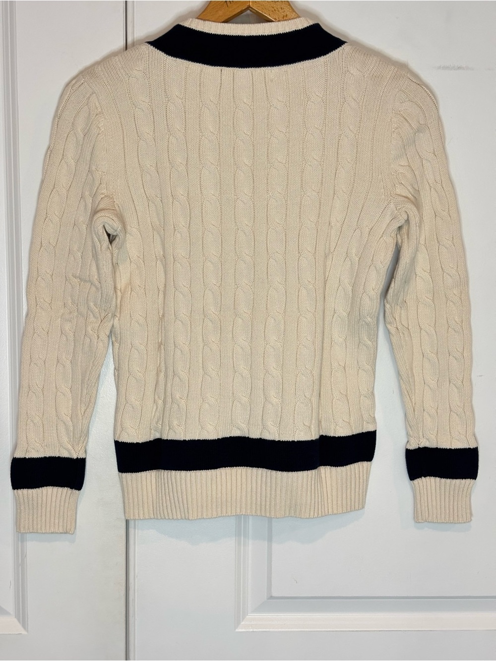 LAUREN Ralph Lauren Cable Knit Cotton Cricket Sweater Embroidered Anchor M - Picture 6 of 8